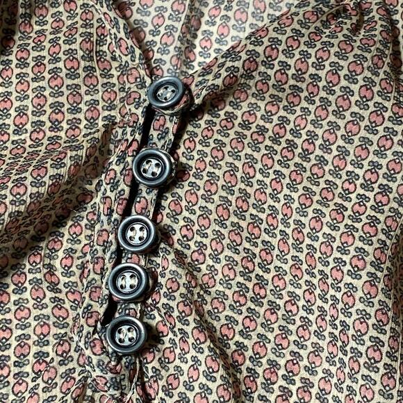 Sheer Top Bohemian cottage core Gauzy Boho Country Poncho Baggy Peach Print Clay - Picture 2 of 10